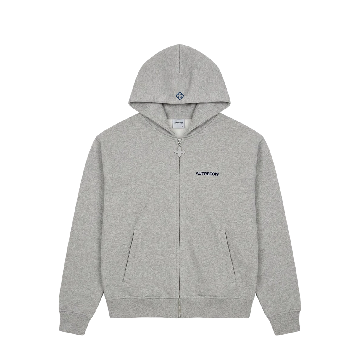 Boxy Fit Zip Hoodie - Grey