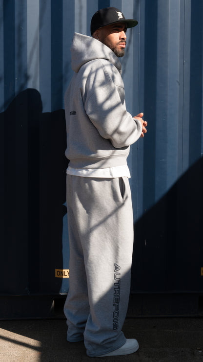 Boxy Fit Zip Hoodie - Grey