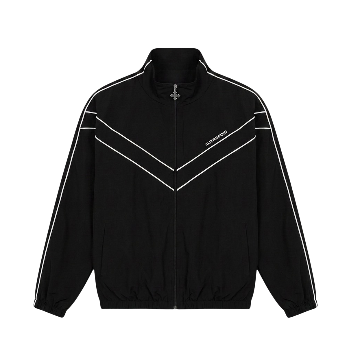 Baggy Fit Nylon Track Jacket - Black