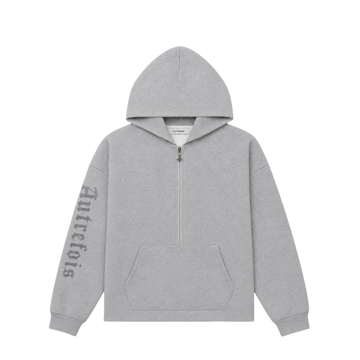 Boxy Fit Half-Zip Hoodie - Heather Grey